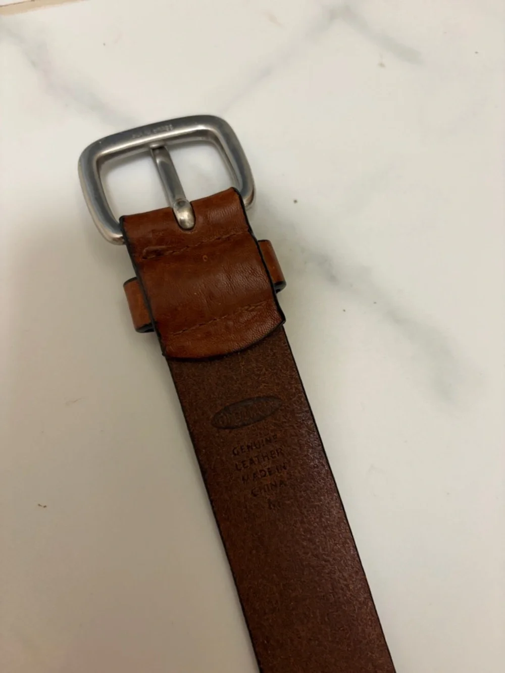 Brown Leather Belt with Embroidered Detail and Brass Buckle - Picture 6 of 6